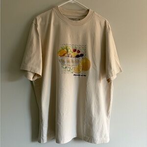 Oversized Cream Fruit Embroidered T-Shirt